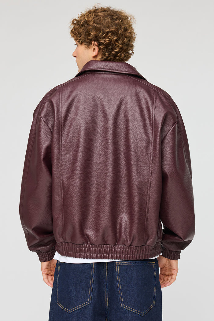Faux Leather Bomber Jacket