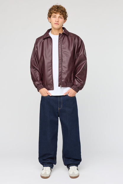 Faux Leather Bomber Jacket