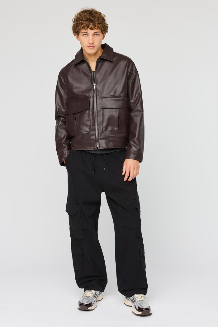 Faux Leather Bomber Jacket