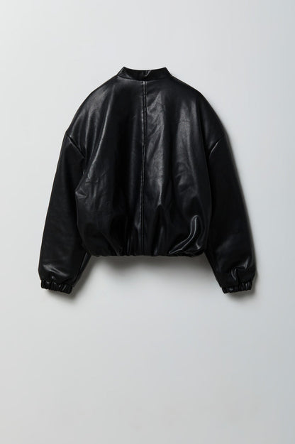 Faux Leather Bomber Jacket