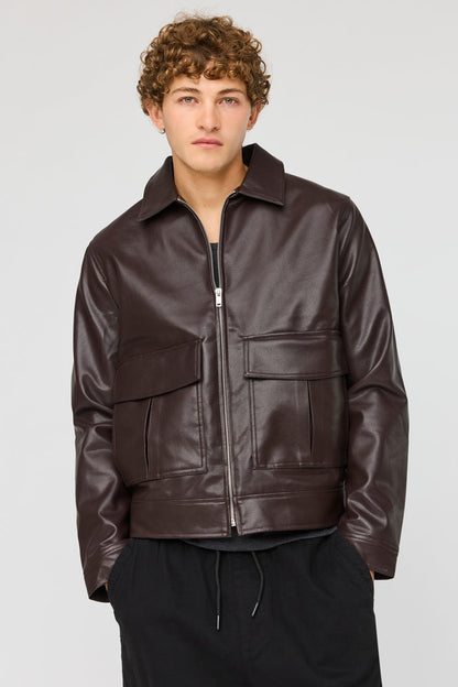 Faux Leather Bomber Jacket