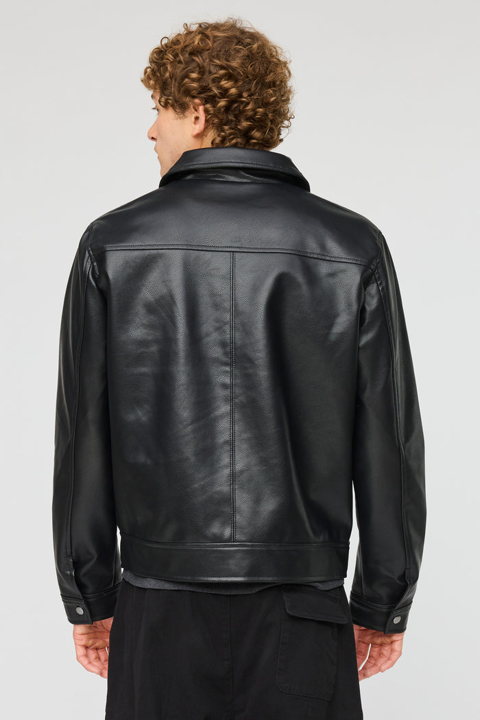 Faux Leather Bomber Jacket