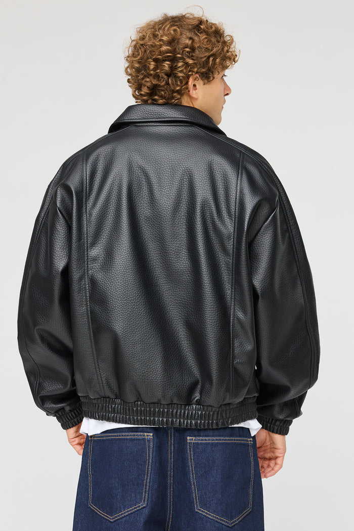Faux Leather Bomber Jacket