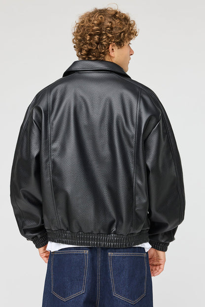 Faux Leather Bomber Jacket