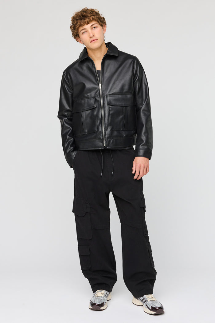 Faux Leather Bomber Jacket