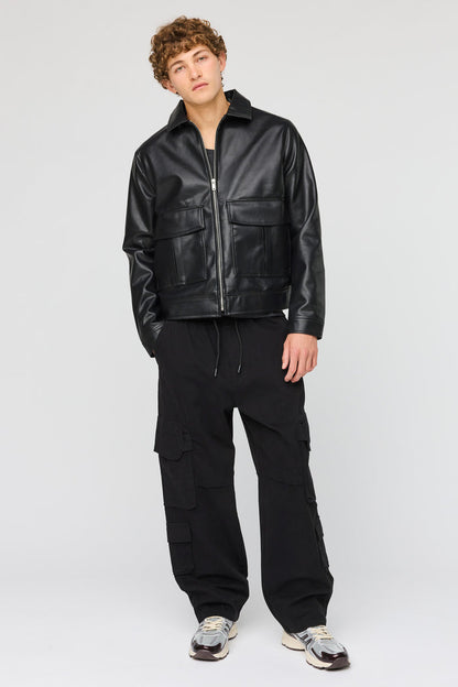 Faux Leather Bomber Jacket
