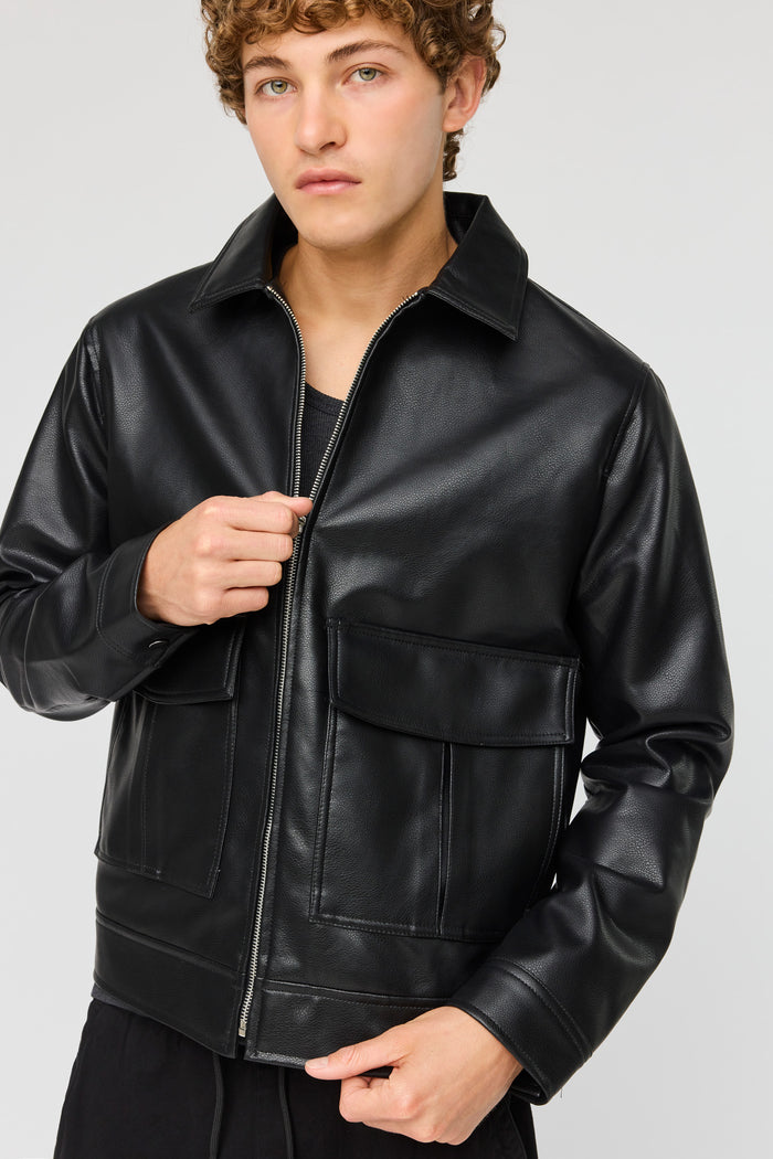 Faux Leather Bomber Jacket