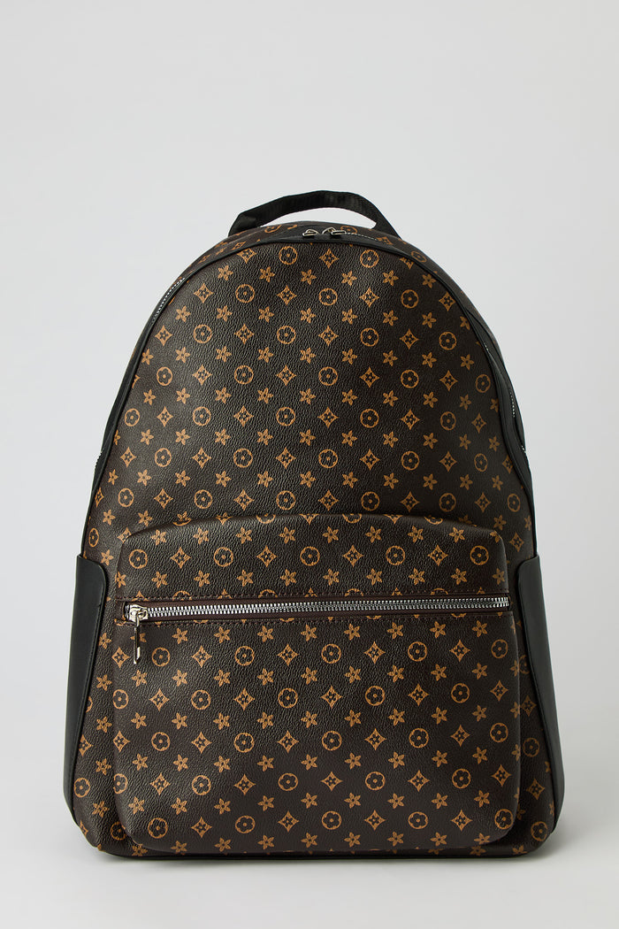 Faux Leather Status Print Backpack