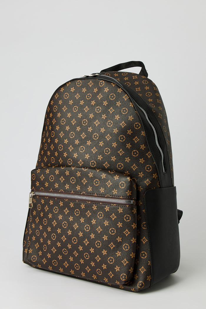 Faux Leather Status Print Backpack