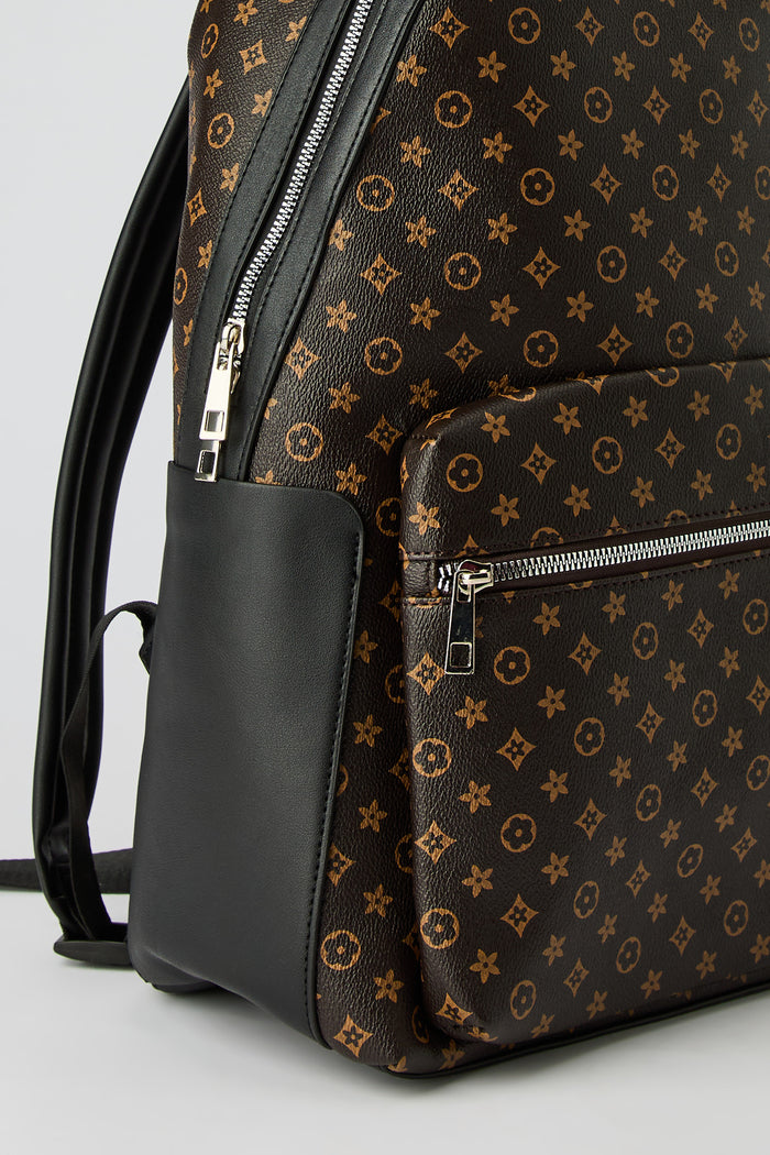 Faux Leather Status Print Backpack
