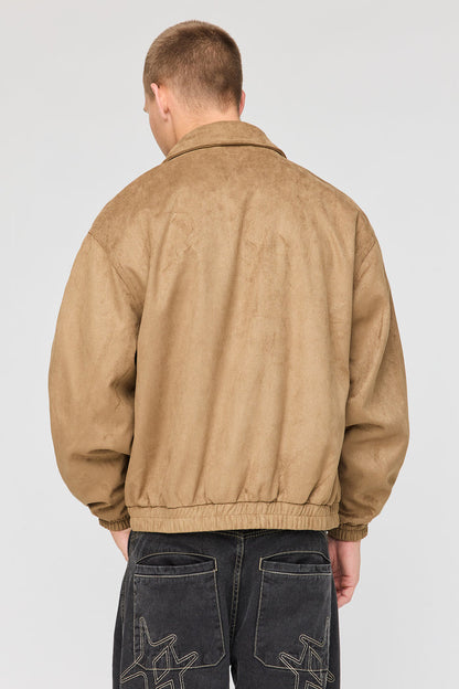 Faux Suede Bomber Jacket