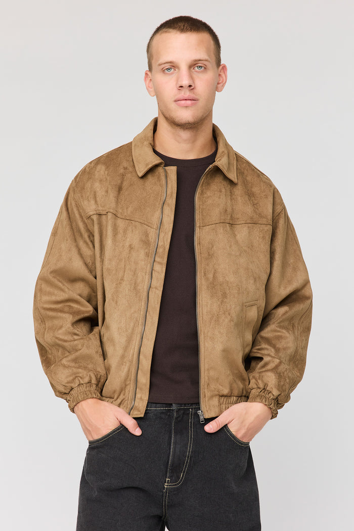 Faux Suede Bomber Jacket