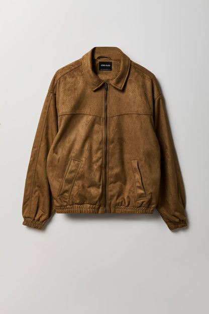 Faux Suede Bomber Jacket