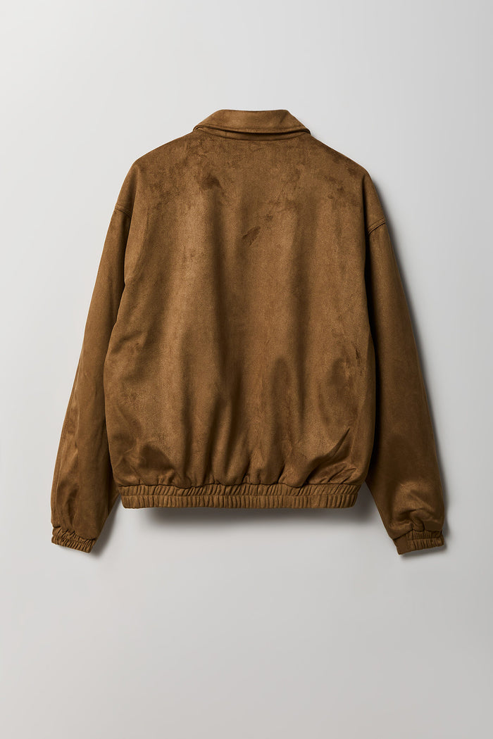 Faux Suede Bomber Jacket