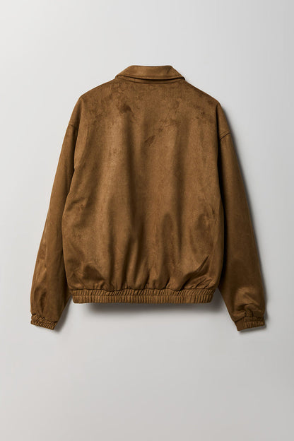 Faux Suede Bomber Jacket