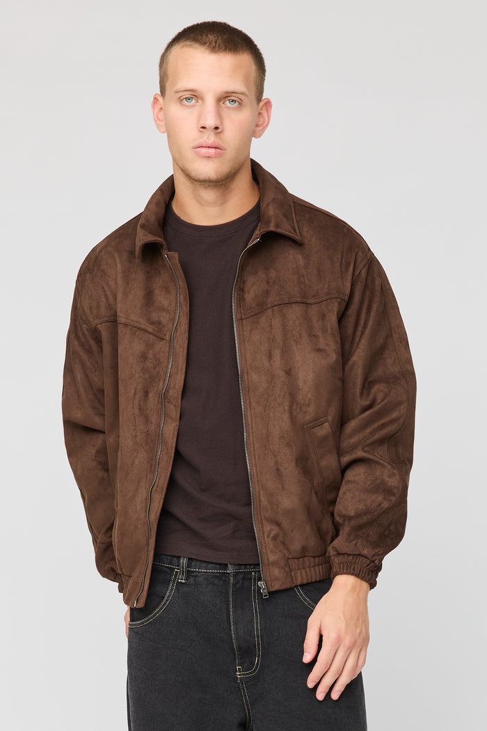 Faux Suede Bomber Jacket