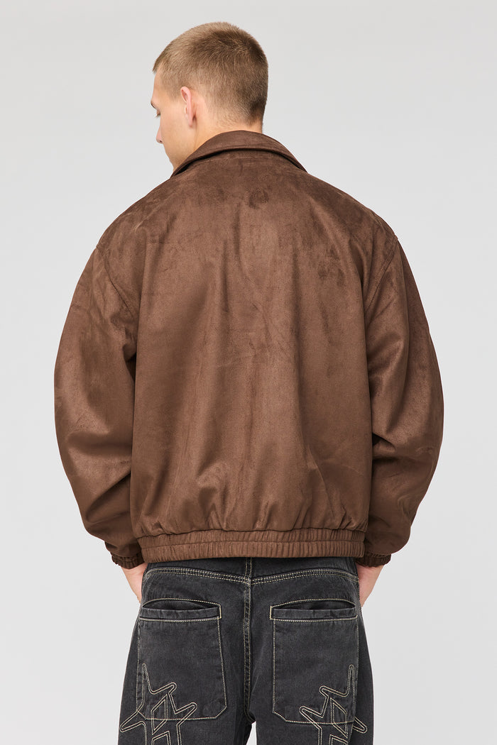Faux Suede Bomber Jacket