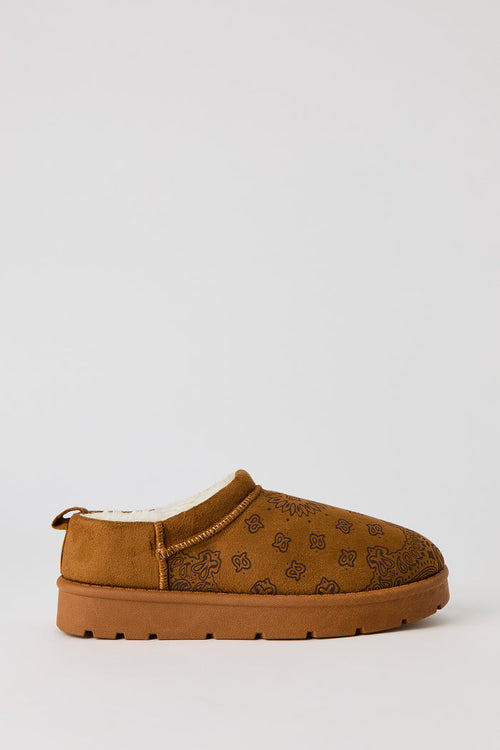 Faux-Suede Embroidered Slipper Booties