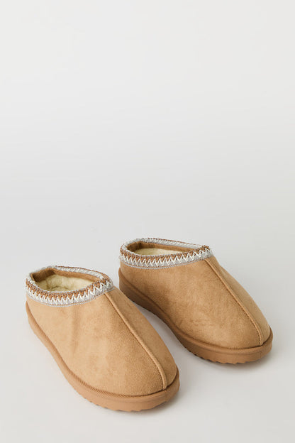 Faux Suede Embroidered Slipper Booties