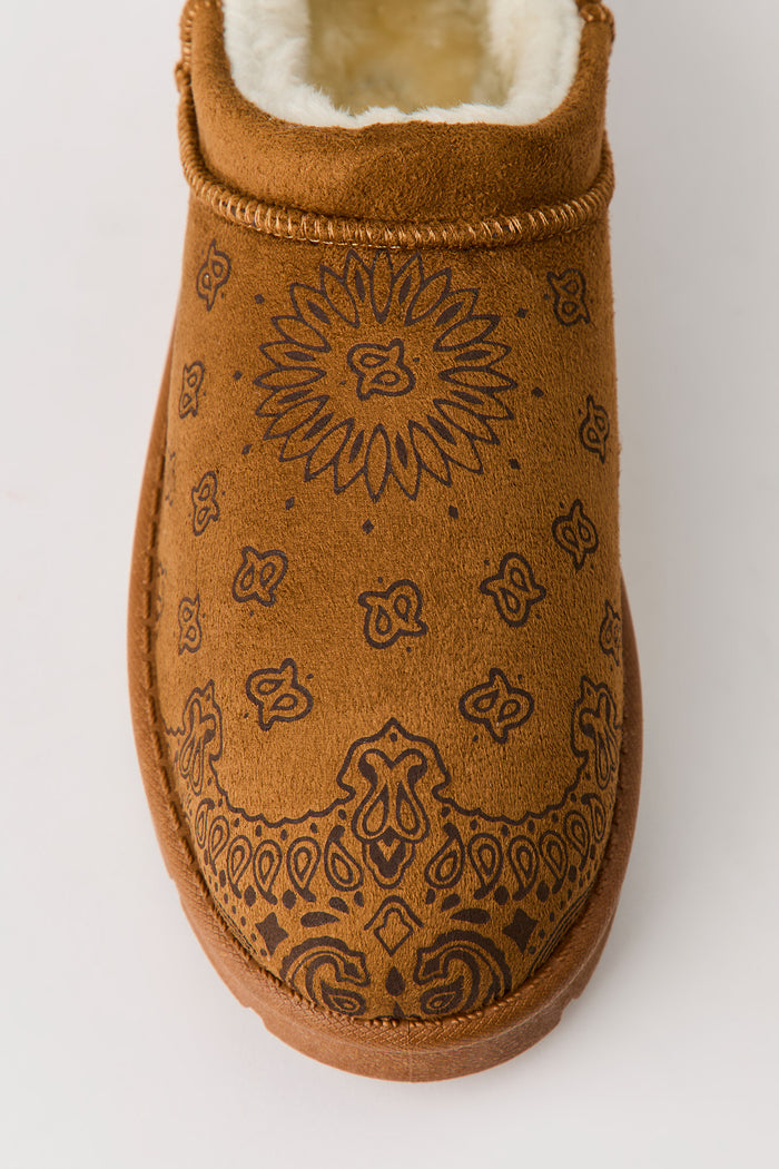 Faux-Suede Embroidered Slipper Booties