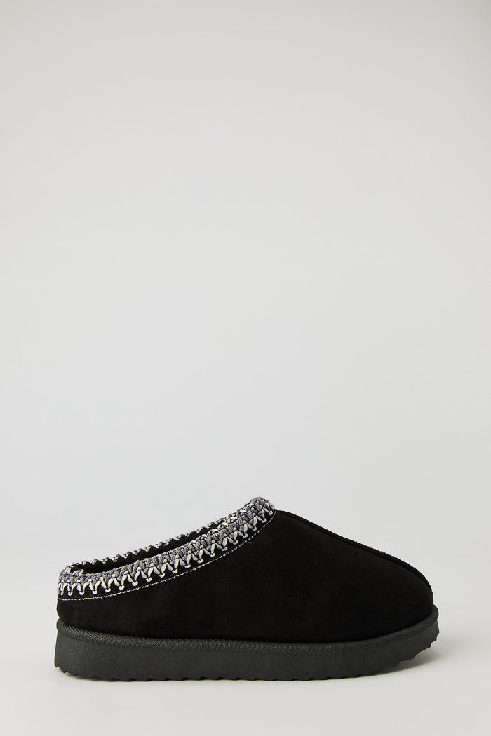 Faux Suede Embroidered Slipper Booties
