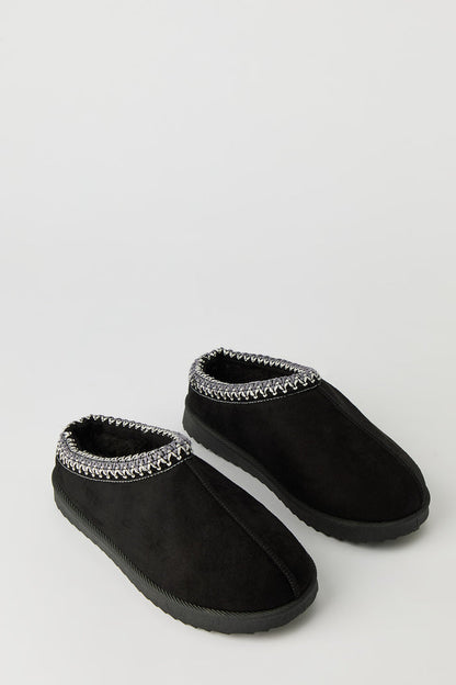 Faux Suede Embroidered Slipper Booties