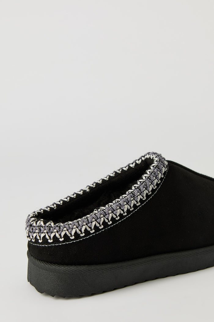 Faux Suede Embroidered Slipper Booties