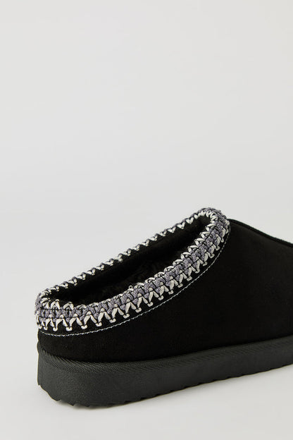 Faux Suede Embroidered Slipper Booties