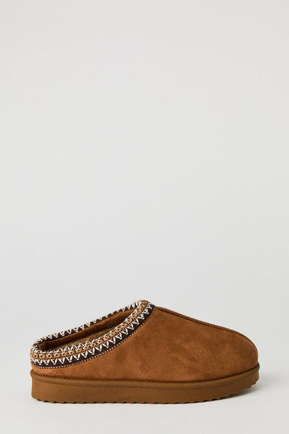 Faux Suede Embroidered Slipper Booties