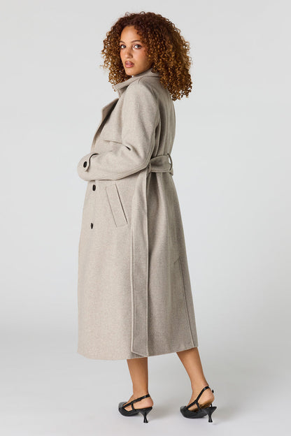 Faux Wool Belted Trench Coat