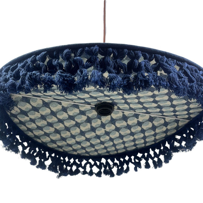 Fiesta Fringed Cotton Pendant Blue 75cm - SHADE ONLY