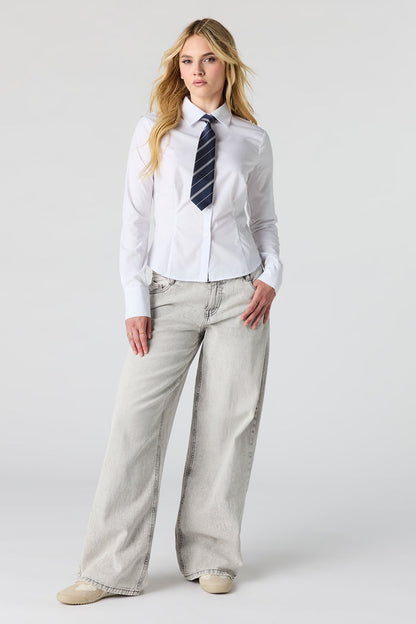 Fitted Button-Up Top & Tie
