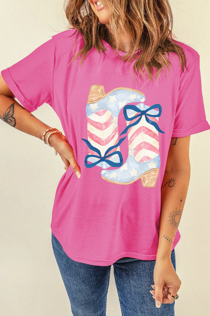 Flag Boots Bow Tee