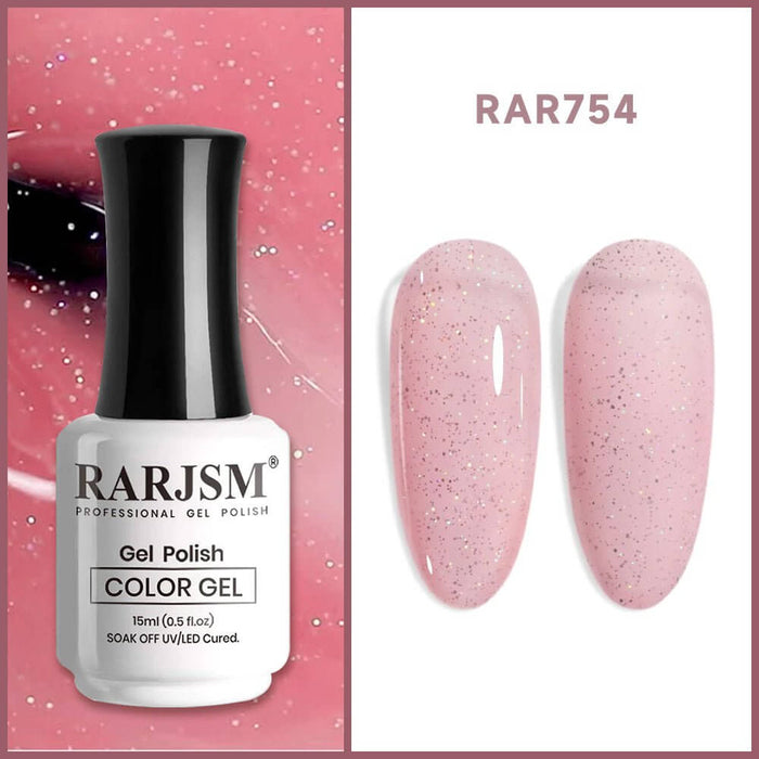 RARJSMClear Pink Sparkle Rainbow Shimmer Gel Nail Polish 15ml #754$9.99