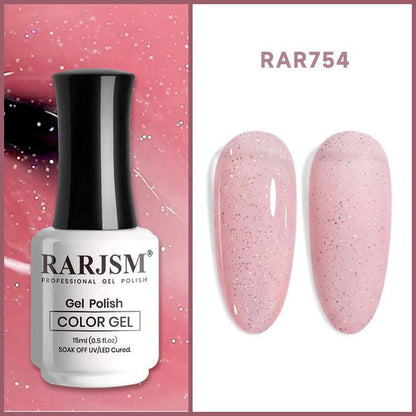 RARJSMClear Pink Sparkle Rainbow Shimmer Gel Nail Polish 15ml #754$9.99