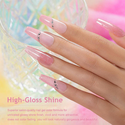 RARJSMClear Pink Sparkle Rainbow Shimmer Gel Nail Polish 15ml #754$9.99