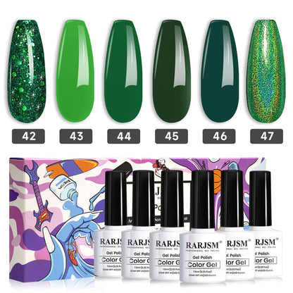 RARJSMEvergreen 6 Color Gel Nail Polish Set 7.5ml$18.99