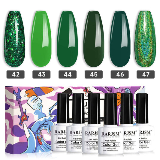 RARJSMEvergreen 6 Color Gel Nail Polish Set 7.5ml$18.99
