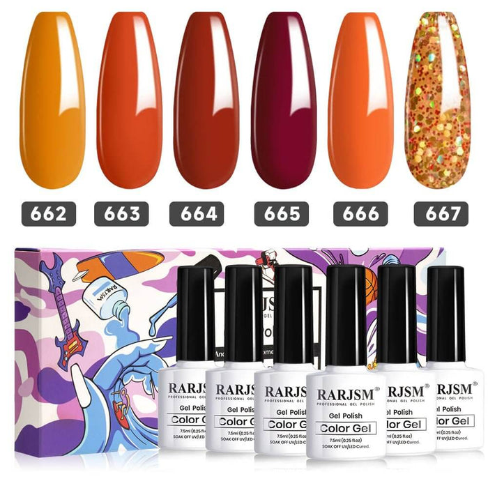 RARJSM ® Golden Thanksgiving Series Autumn and Winter Gel Nail Polish 6-Color Set | 7.5ml 6pcs