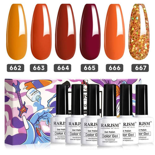 RARJSM ® Golden Thanksgiving Series Autumn and Winter Gel Nail Polish 6-Color Set | 7.5ml 6pcs