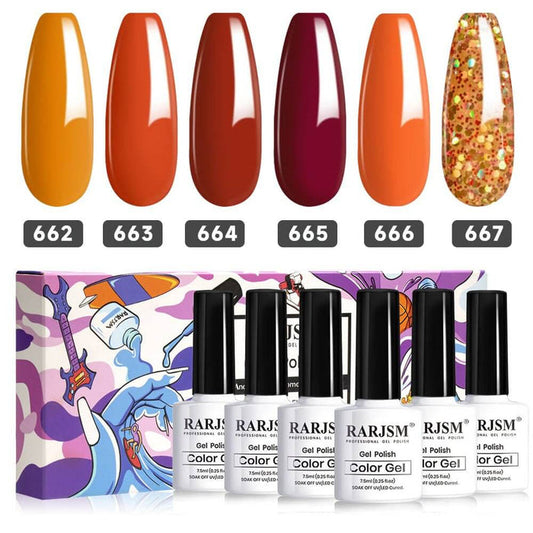 RARJSM ® Golden Thanksgiving Series Autumn and Winter Gel Nail Polish 6-Color Set | 7.5ml 6pcs
