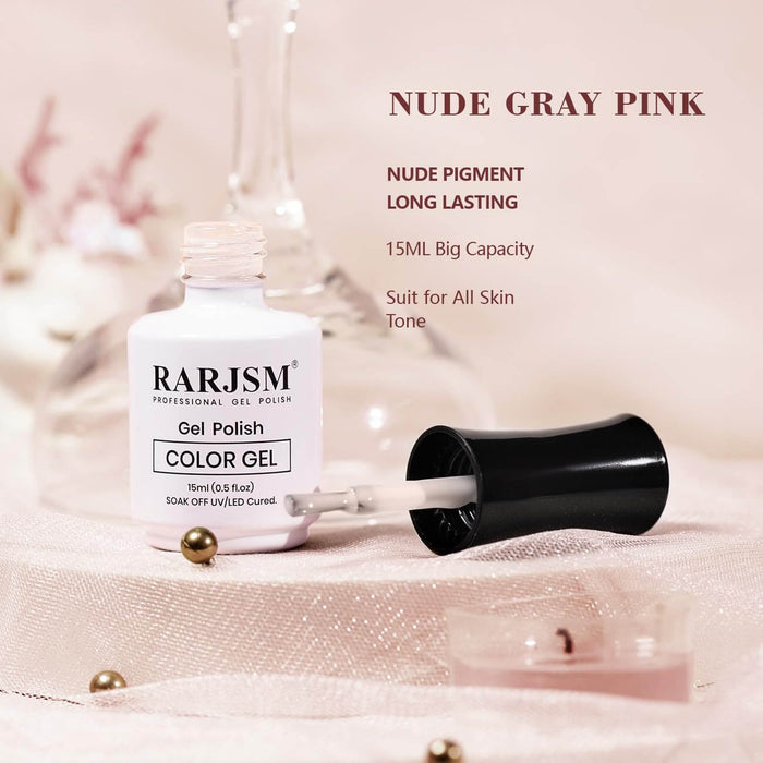 Rarjsm Gray Pink Classic nude Color Gel Nail Polish