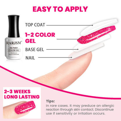 Easy to apply top coat 1-2 color gel base gel nail 2-3 weeks long-lasting tutorial tips allergic reaction sensitivity