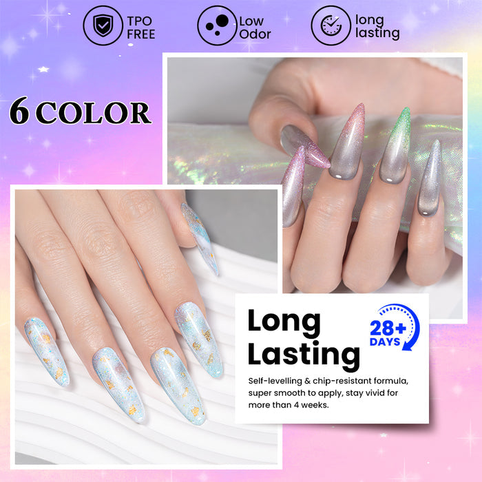 Flash Sale Icy Diamond Crush Gel Polish Set 6 Pastel Spring Summer Colors 7.5ml TPO HEMA Free - 50% OFF Limited Time Sale