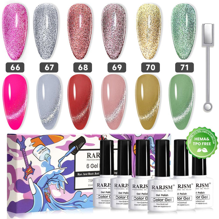 Flash Sale Shiny Platinum Cat Eye Gel Nail Polish Set 6pcs 7.5ml - 51% OFF Limited Time Sale