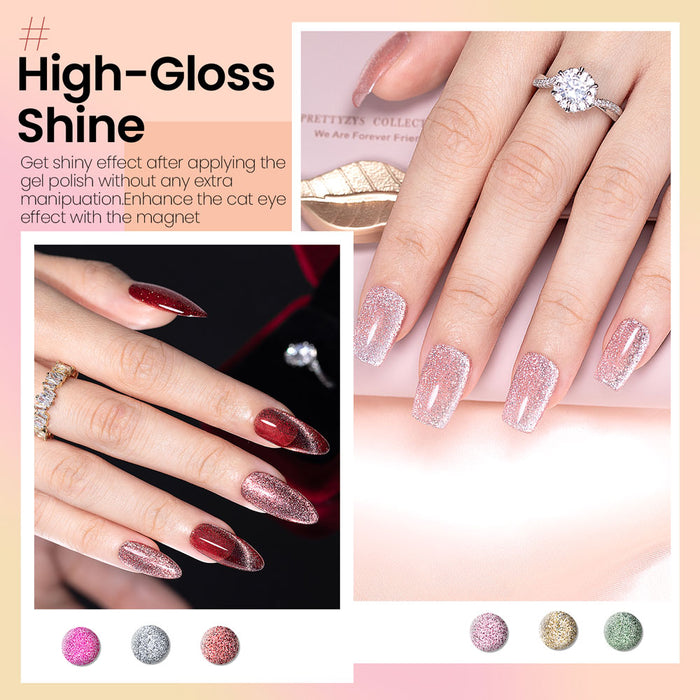 Flash Sale Shiny Platinum Cat Eye Gel Nail Polish Set 6pcs 7.5ml - 51% OFF Limited Time Sale
