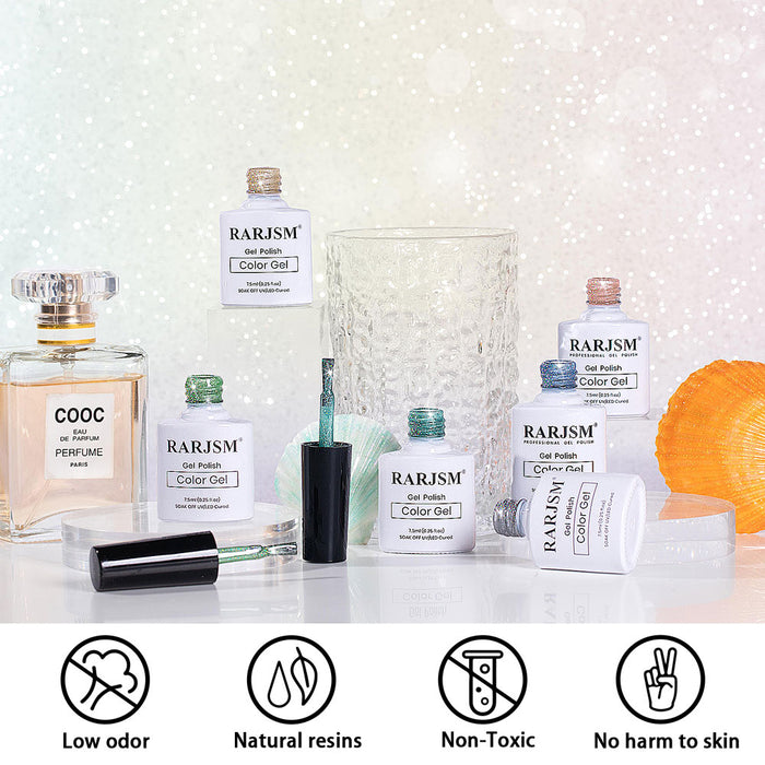 Flash Sale Spring Grass Holographic Shimmer Cat Eye Gel Set 6 Colors 7.5ml - Limited Time 62% OFF