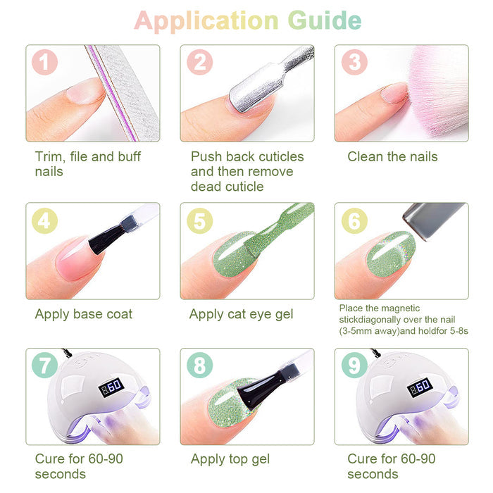 Flash Sale Spring Grass Holographic Shimmer Cat Eye Gel Set 6 Colors 7.5ml - Limited Time 62% OFF
