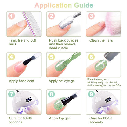 Flash Sale Spring Grass Holographic Shimmer Cat Eye Gel Set 6 Colors 7.5ml - Limited Time 62% OFF
