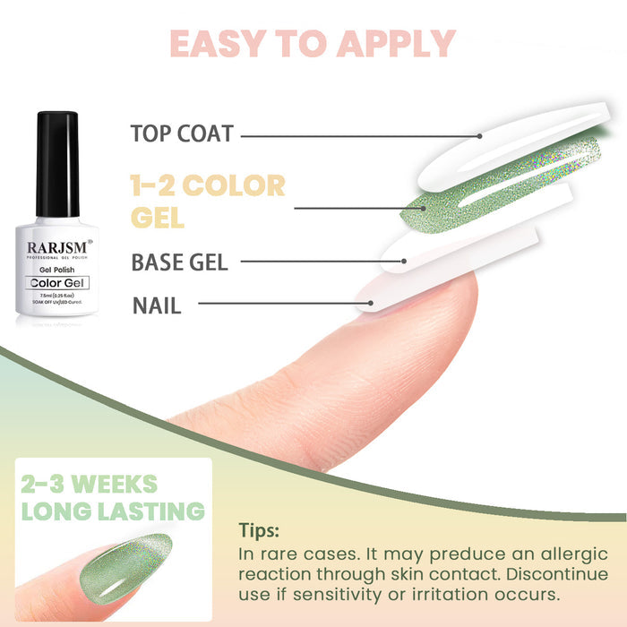 Flash Sale Spring Grass Holographic Shimmer Cat Eye Gel Set 6 Colors 7.5ml - Limited Time 62% OFF